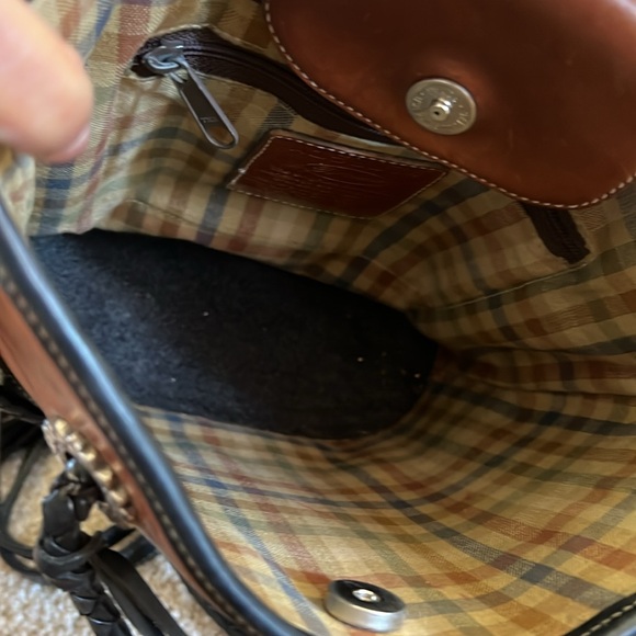 Brighton Vintage Red & Black Leather Bucket Bag - Picture 3 of 11